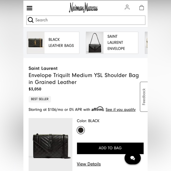 🌟SOLD🌟 NWT YSL Triquilt Black Envelope Bag - Picture 13 of 13
